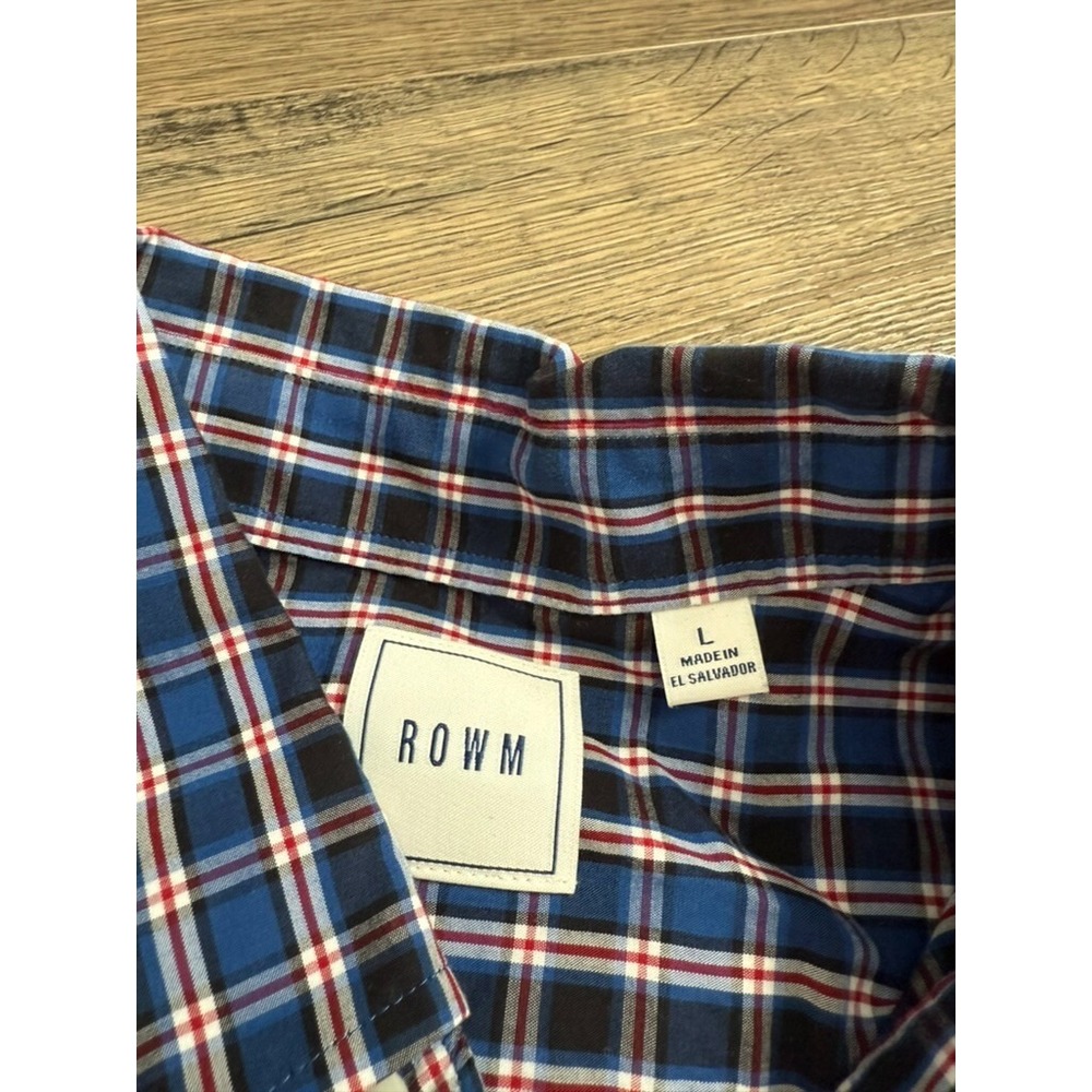 EUC Mens ROWM long sleeve button up plaid 100% cotton size L - Picture 3 of 7